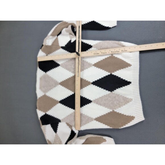 Vintage Milano Design Group Sweater Womens Large Argyle Floral Knit Pullover 90s - Picture 9 of 12